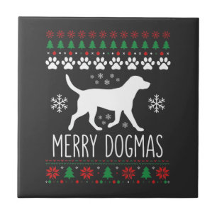 Merry Dogmas Christmas Dog Vector Ceramic Tile