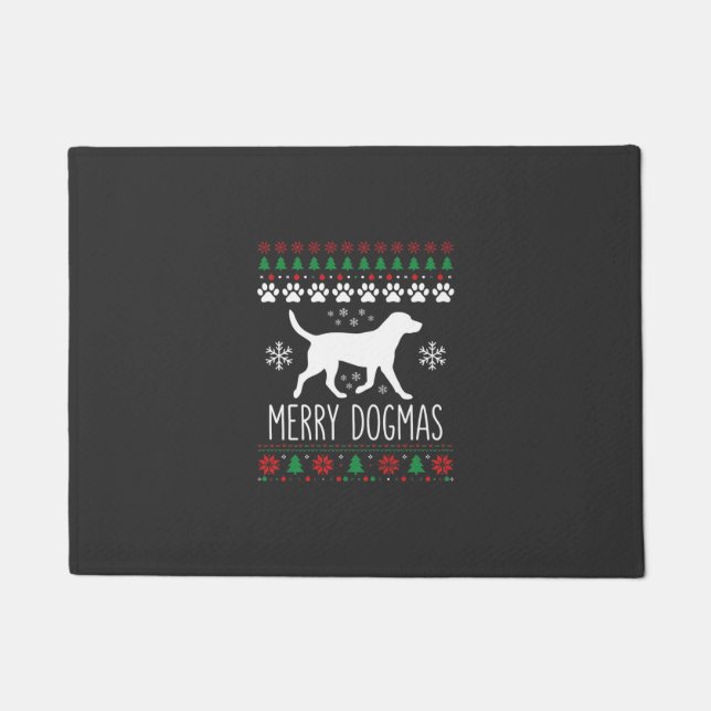 Merry Dogmas Christmas Dog Vector Doormat (Front)