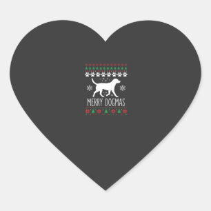 Merry Dogmas Christmas Dog Vector Heart Sticker
