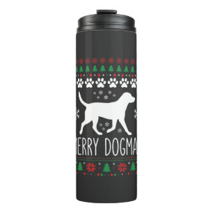 Merry Dogmas Christmas Dog Vector Thermal Tumbler