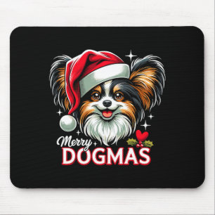 Merry Dogmas Christmas Pallon Dog Santa Hat Xmas C Mouse Pad