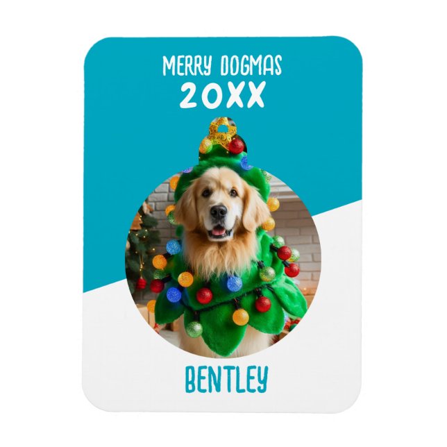 Merry Dogmas Custom Dog Photo Christmas Keepsake  Magnet (Vertical)