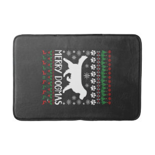 Merry Dogmas Dog Snowflake Ugly Christmas Sweater Bath Mat