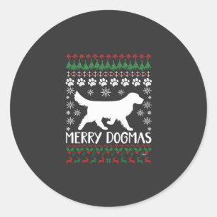 Merry Dogmas Dog Snowflake Ugly Christmas Sweater Classic Round Sticker