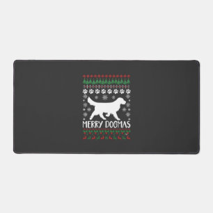 Merry Dogmas Dog Snowflake Ugly Christmas Sweater Desk Mat