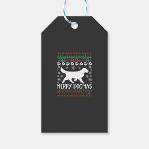 Merry Dogmas Dog Snowflake Ugly Christmas Sweater Gift Tags