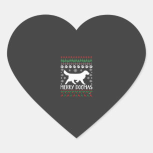 Merry Dogmas Dog Snowflake Ugly Christmas Sweater Heart Sticker