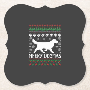 Merry Dogmas Dog Snowflake Ugly Christmas Sweater Paper Coaster