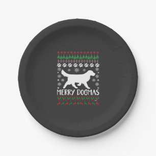 Merry Dogmas Dog Snowflake Ugly Christmas Sweater Paper Plate