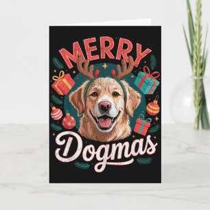 Merry Dogmas Funny Dog Santa Hat Christmas Xmas  Card