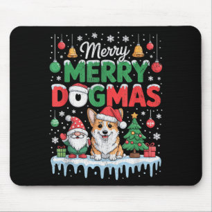 Merry Dogmas Funny Dog Santa Hat Christmas Xmas  Mouse Pad