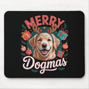 Merry Dogmas Funny Dog Santa Hat Christmas Xmas  Mouse Pad