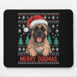 Merry Dogmas Funny Dog Santa Hat Christmas Xmas  Mouse Pad