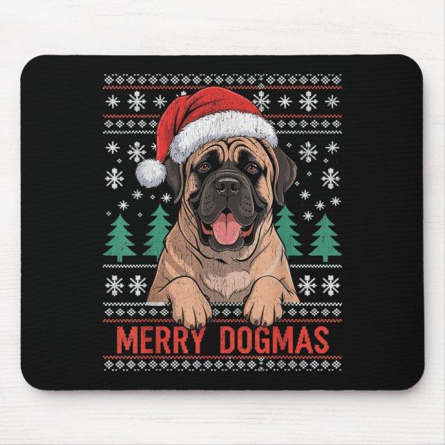 Merry Dogmas Funny Dog Santa Hat Christmas Xmas  Mouse Pad (Front)