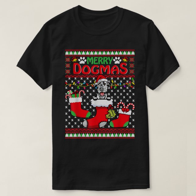 Merry Dogmas Irish Setter Dog Funny Ugly Christmas T-Shirt (Design Front)