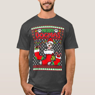 Merry Dogmas Pit Bull Dog Funny Ugly Christmas Xma T-Shirt