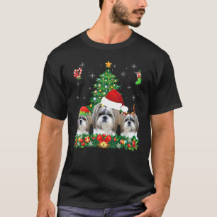 Merry Dogmas Shih Tzu Santa Elf Reindeer Dog Chris T-Shirt