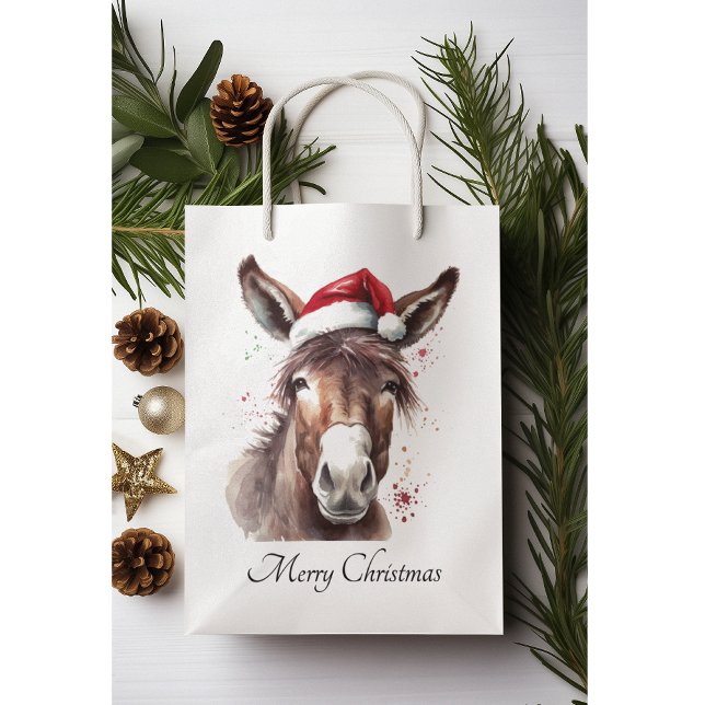 Merry Donkey Western Holiday  Medium Gift Bag (Creator Uploaded)