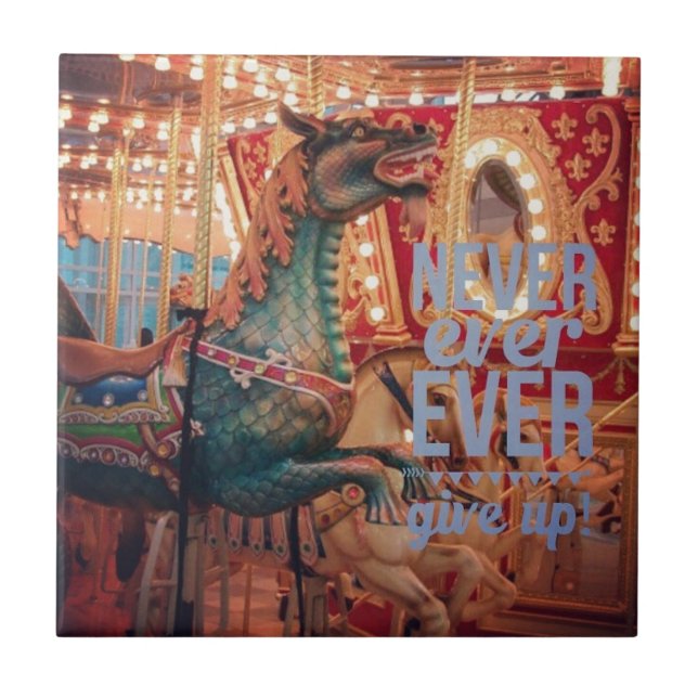 Merry Dragon Never Give Up Ceramic Tile (Front)