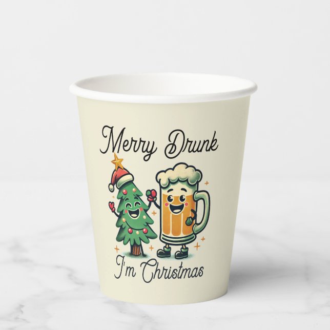 Merry Drunk Funny Christmas  Paper Cups (Front)