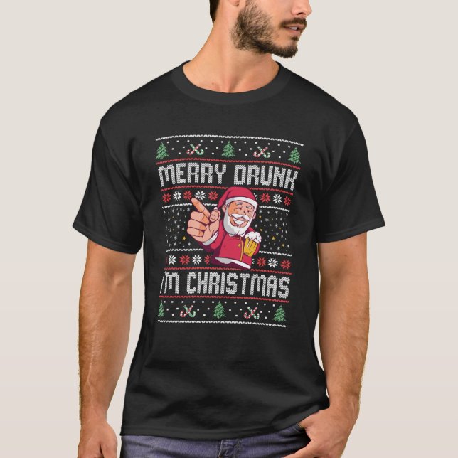 Merry Drunk I m Christmas Ugly Sweater Santa with  (Front)