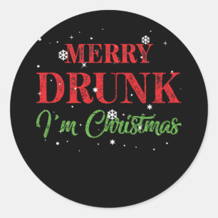 Merry Drunk I'm Christmas Classic Round Sticker