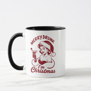 Merry Drunk I'm Christmas Cocktail Snarky Drinking Mug