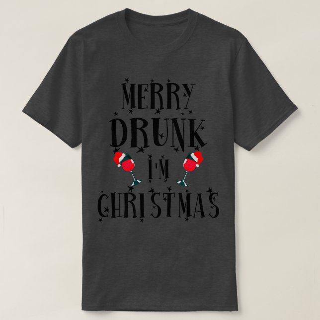 Merry Drunk Im Christmas Funny Christmas Mask T-Shirt (Design Front)