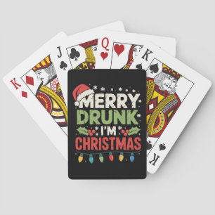 Merry Drunk I'm Christmas Funny Santa Joke Drinkin Playing Cards