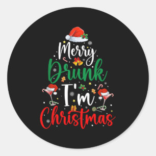 Merry Drunk I'm Christmas Funny Xmas Joke Peppermi Classic Round Sticker