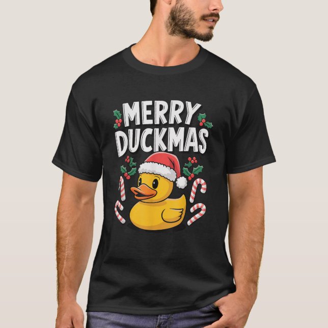 Merry Duckmas Christmas Rubber Duck  T-Shirt (Front)