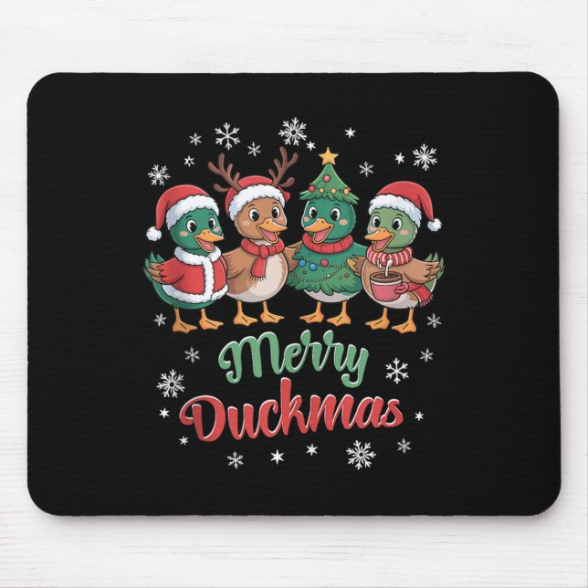 Merry Duckmas – Funny Christmas Ducks Holiday Desi Mouse Pad (Front)