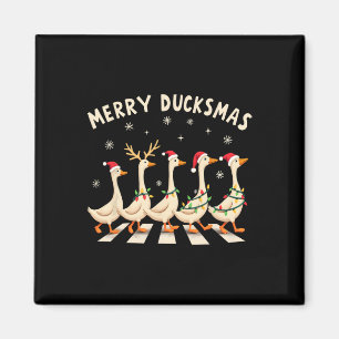 Merry Duckmas Funny Duck Christmas Santa Hat Xmas Magnet