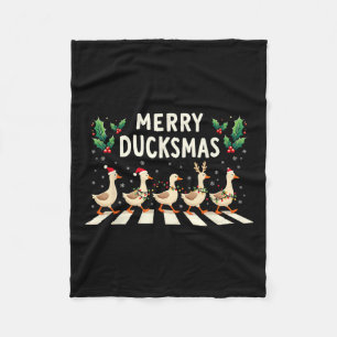 Merry Duckmas Santa Hat Xmas Duck Lover Funny Duck Fleece Blanket