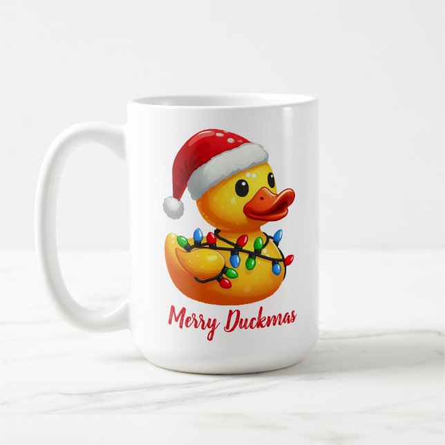 Merry Duckmas, Santa Rubber Duck Christmas Coffee Mug (Left)