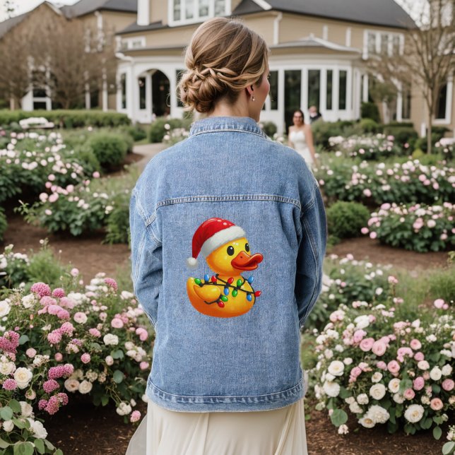 Merry Duckmas, Santa Rubber Duck Christmas Denim Jacket (Wedding Back)