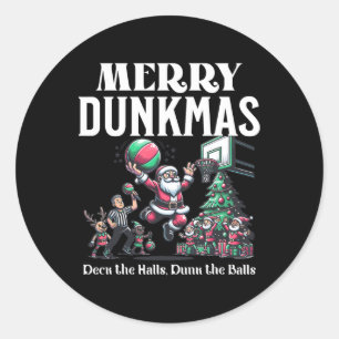Merry Dunkmas Funny Santa Sketll Christmas Humor Classic Round Sticker