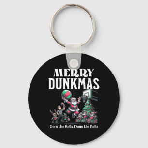 Merry Dunkmas Funny Santa Sketll Christmas Humor  Key Ring