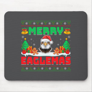 Merry Eaglemas - Eagle Wearing Santa Hat Ugly Chri Mouse Pad