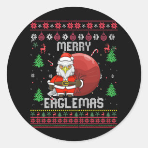 Merry Eaglemas Eagles Merry Christmas Eagles Lover Classic Round Sticker