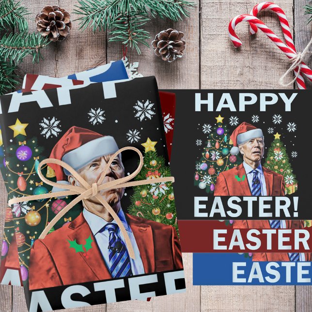 Merry Easter Funny Joe Biden Santa Christmas Wrapping Paper Sheet (Creator Uploaded)