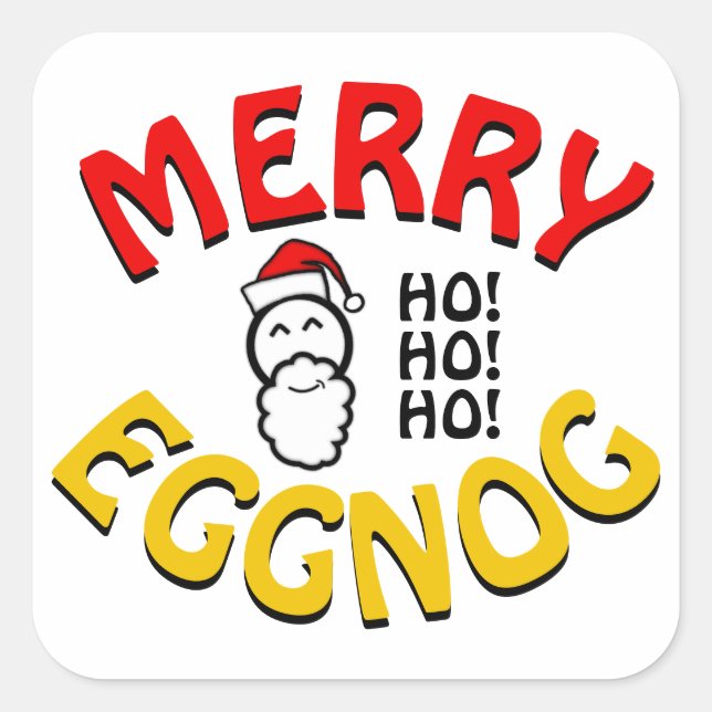 Merry Eggnog Holidays – Christmas Wordplay Joke Square Sticker (Front)