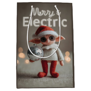 MERRY & ELECTRIC: Whimsical Christmas Elf Doll Medium Gift Bag