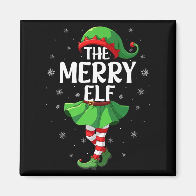 Merry Elf Christmas Girls Women Elf Squad Xmas Fam Magnet (Front)