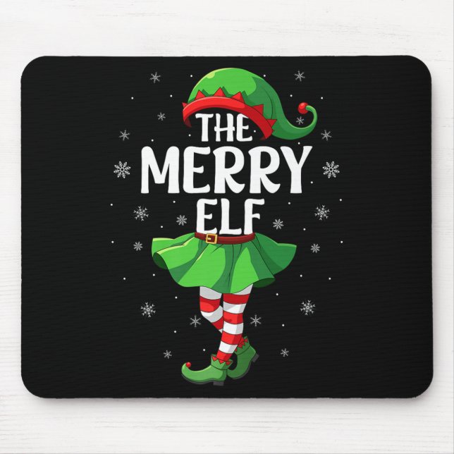 Merry Elf Christmas Girls Women Elf Squad Xmas Fam Mouse Pad (Front)