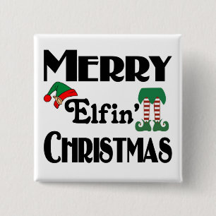 Merry Elfin' Christmas 15 Cm Square Badge