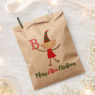 Merry Elfin' Christmas Monogram Elf Funny Holiday Favour Bag
