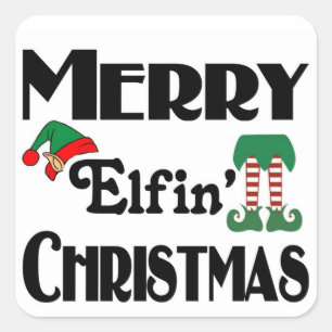Merry Elfin' Christmas Square Sticker