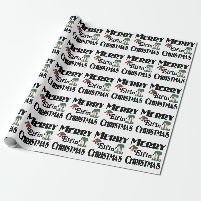 Merry Elfin' Christmas Wrapping Paper (Unrolled)