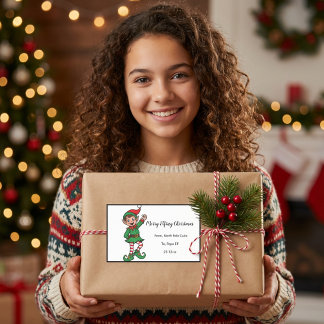 Merry Elfing Christmas Funny Elf Cartoon Holiday Rectangular Sticker
